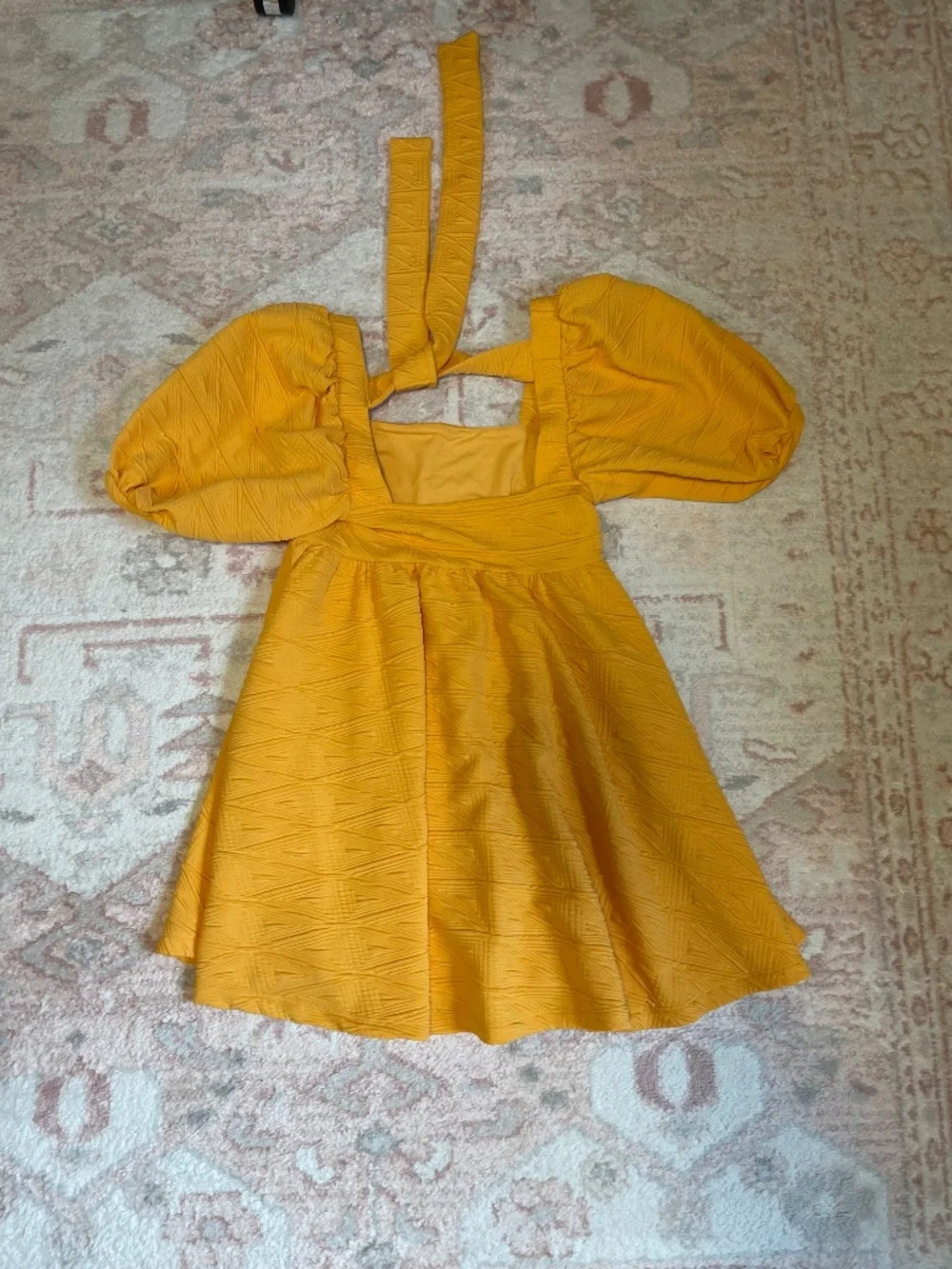 Free People Orange Puff Sleeve Babydoll Dress